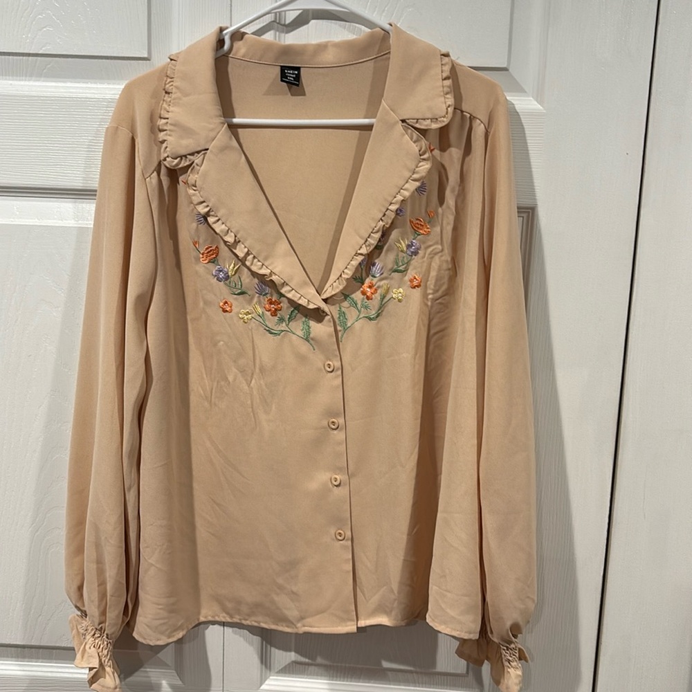 SHEIN Plus Embroidered Blouse — Size 1X